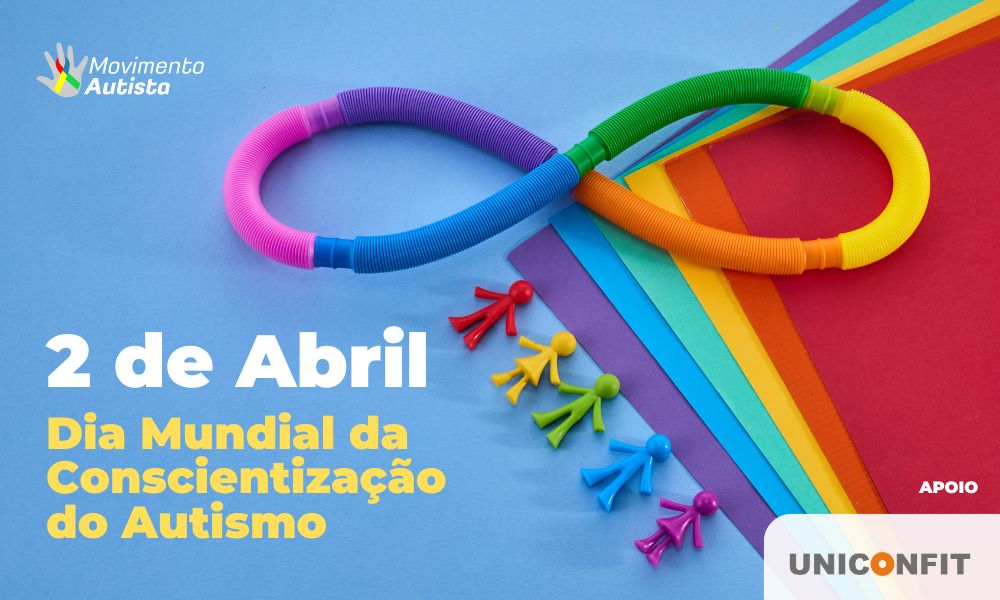 Arte gráfica sinalizando o dia mundial da conscientização do autismo, 2 de abril.